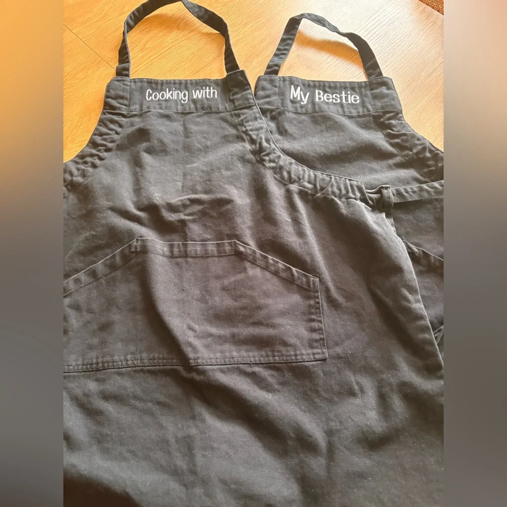 Black Aprons with Embroidered Text - Picture 2 of 5